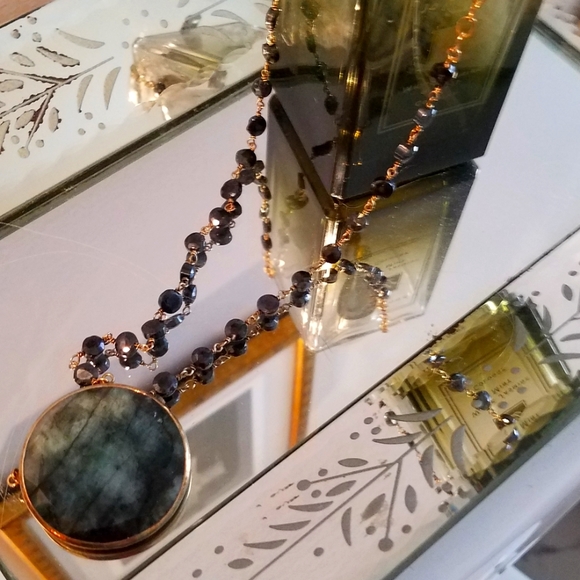 NEW Ela Rae, "Morah" Raw Emerald, Coin Necklace.  NWOT - Picture 4 of 7